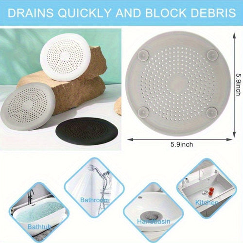 Zareline™ 2-Pack Silicone Shower Drain Hair Catcher with Suction Cups - Black Anti-Slip Strainer